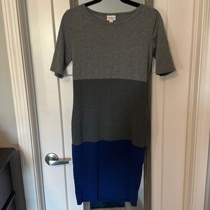 Beautiful Lularoe blue/gray block color dress size XS!